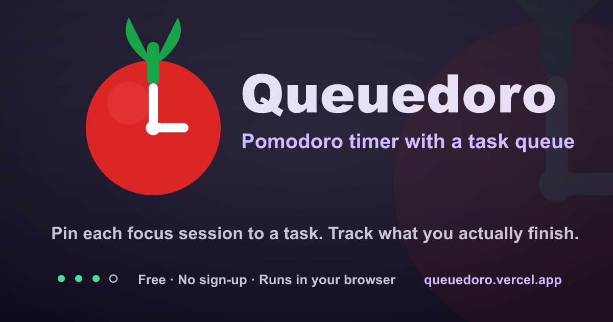 Screenshot of Queuedoro, a React, Astro, TypeScript project by Payne Kerz